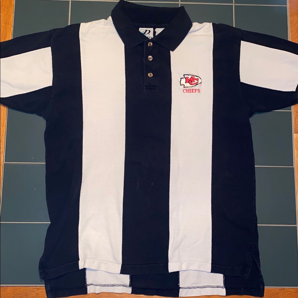 Vintage Dynasty Legends Kansas City Chiefs Black & White Striped Polo